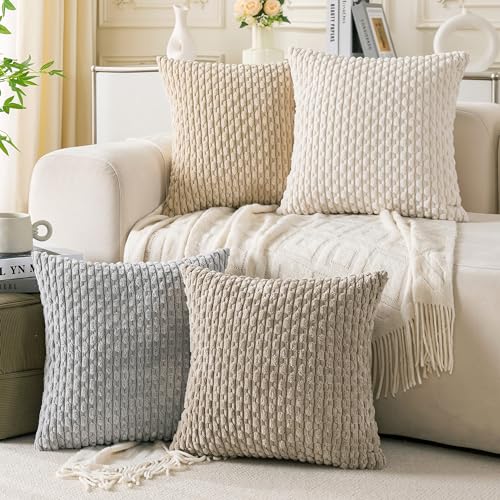 4-Pack Soft Corduroy Pillow Covers
