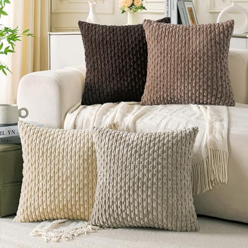 4-Pack Soft Corduroy Pillow Covers