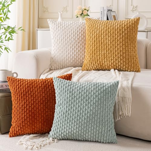 4-Pack Soft Corduroy Pillow Covers