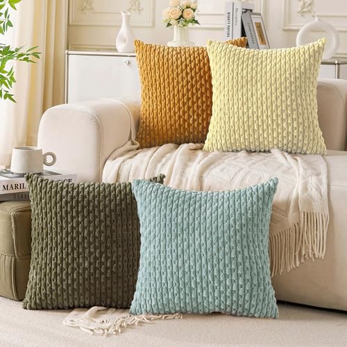 4-Pack Soft Corduroy Pillow Covers