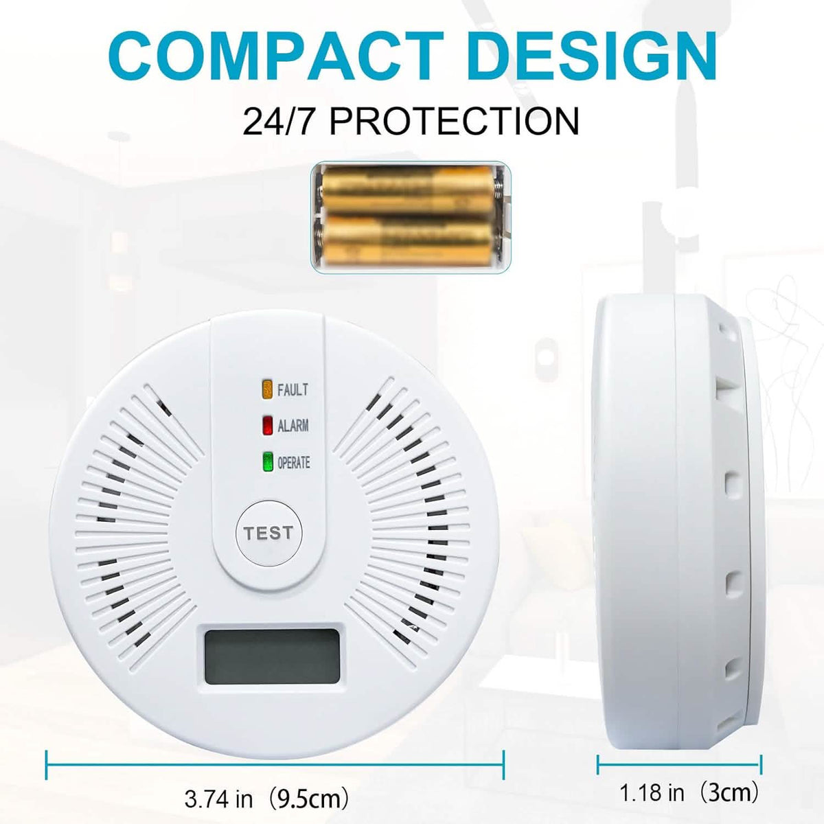 Portable Carbon Monoxide Detector – Battery-Operated CO Alarm
