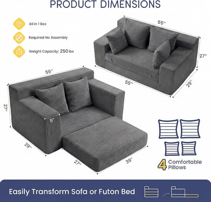 Space-Saving Convertible Loveseat Bed