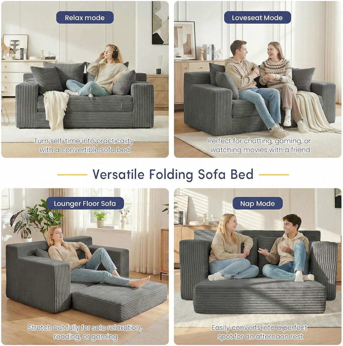Space-Saving Convertible Loveseat Bed