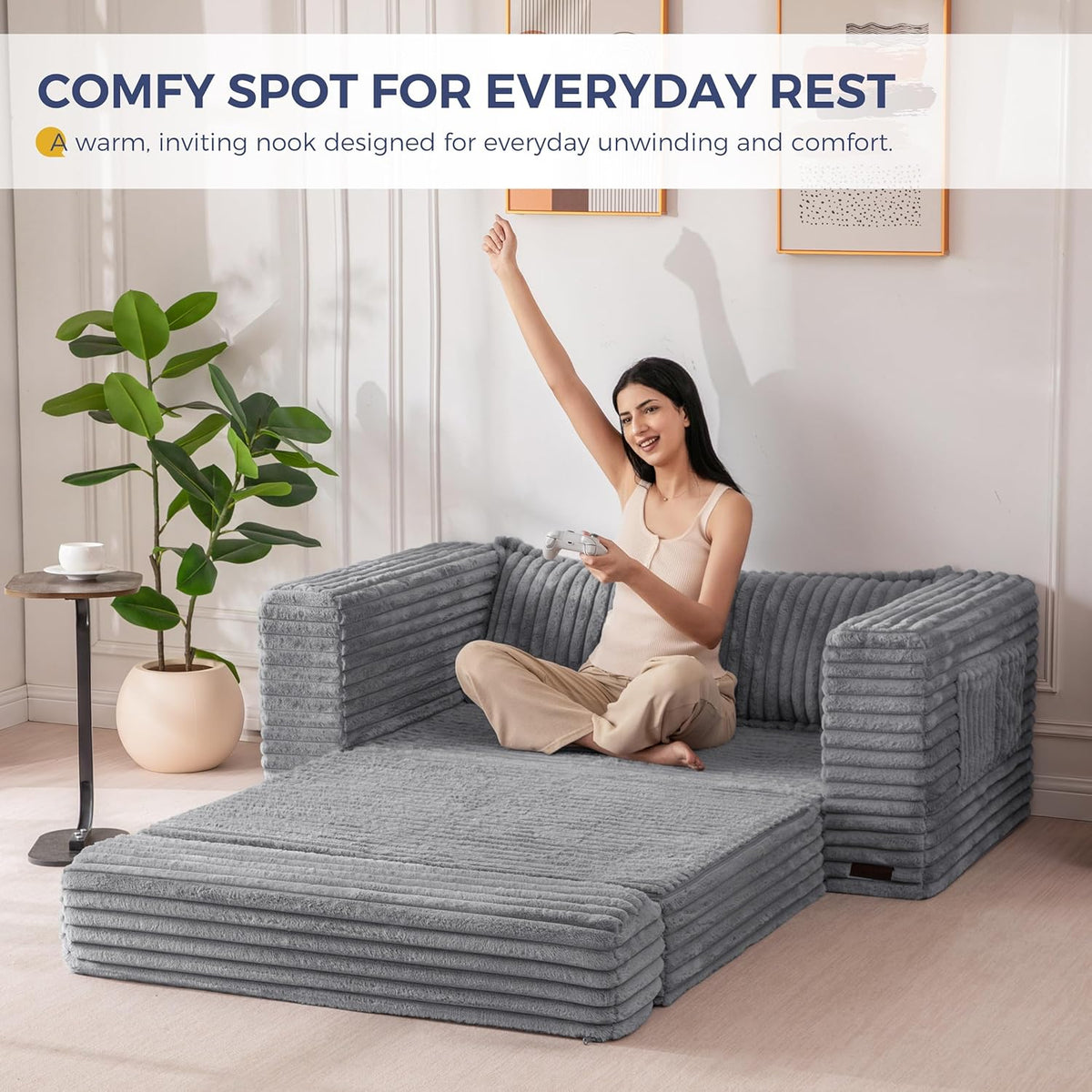 Convertible Pull-Out Sofa Bed