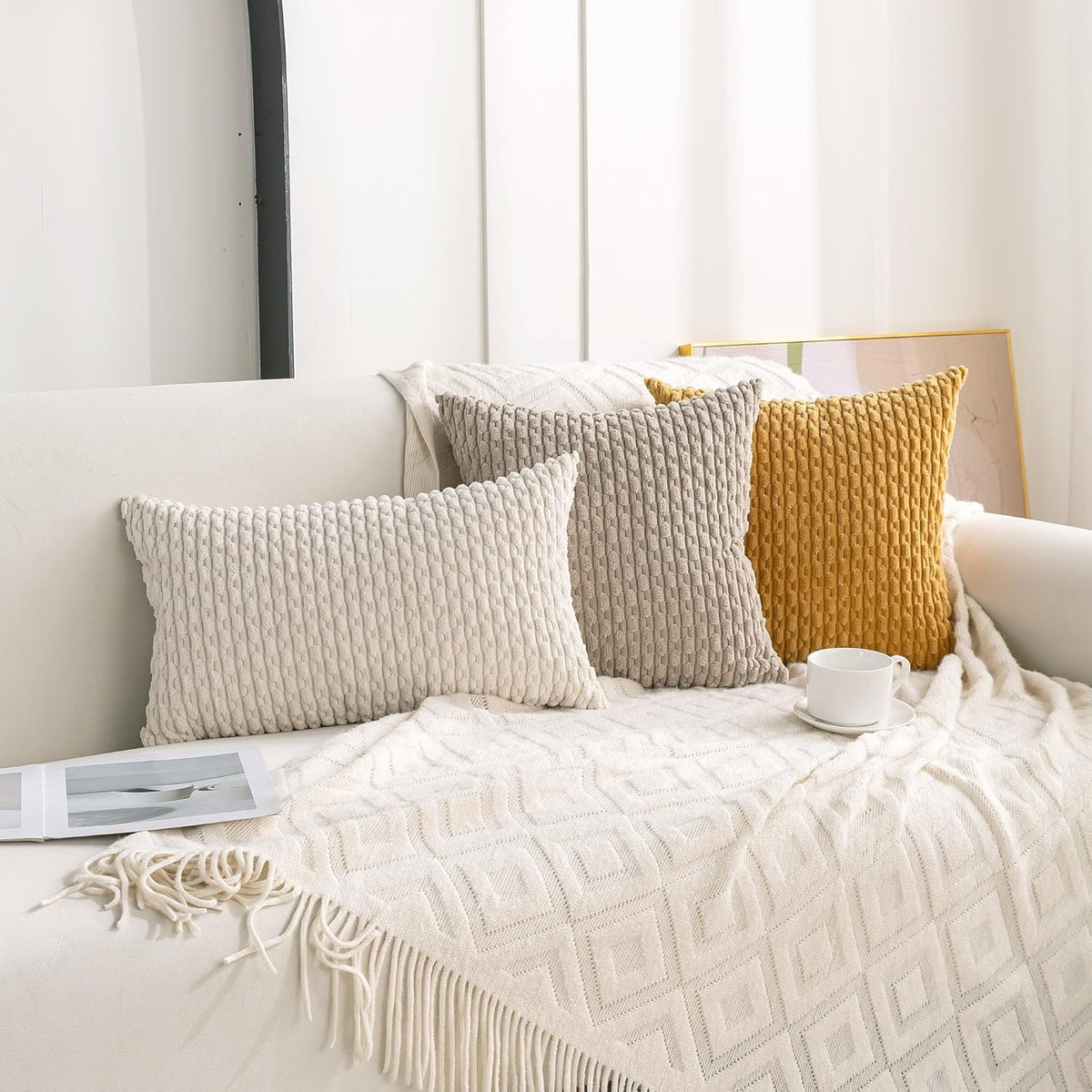 4-Pack Soft Corduroy Pillow Covers