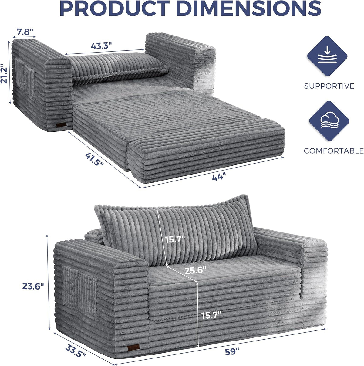 Convertible Pull-Out Sofa Bed