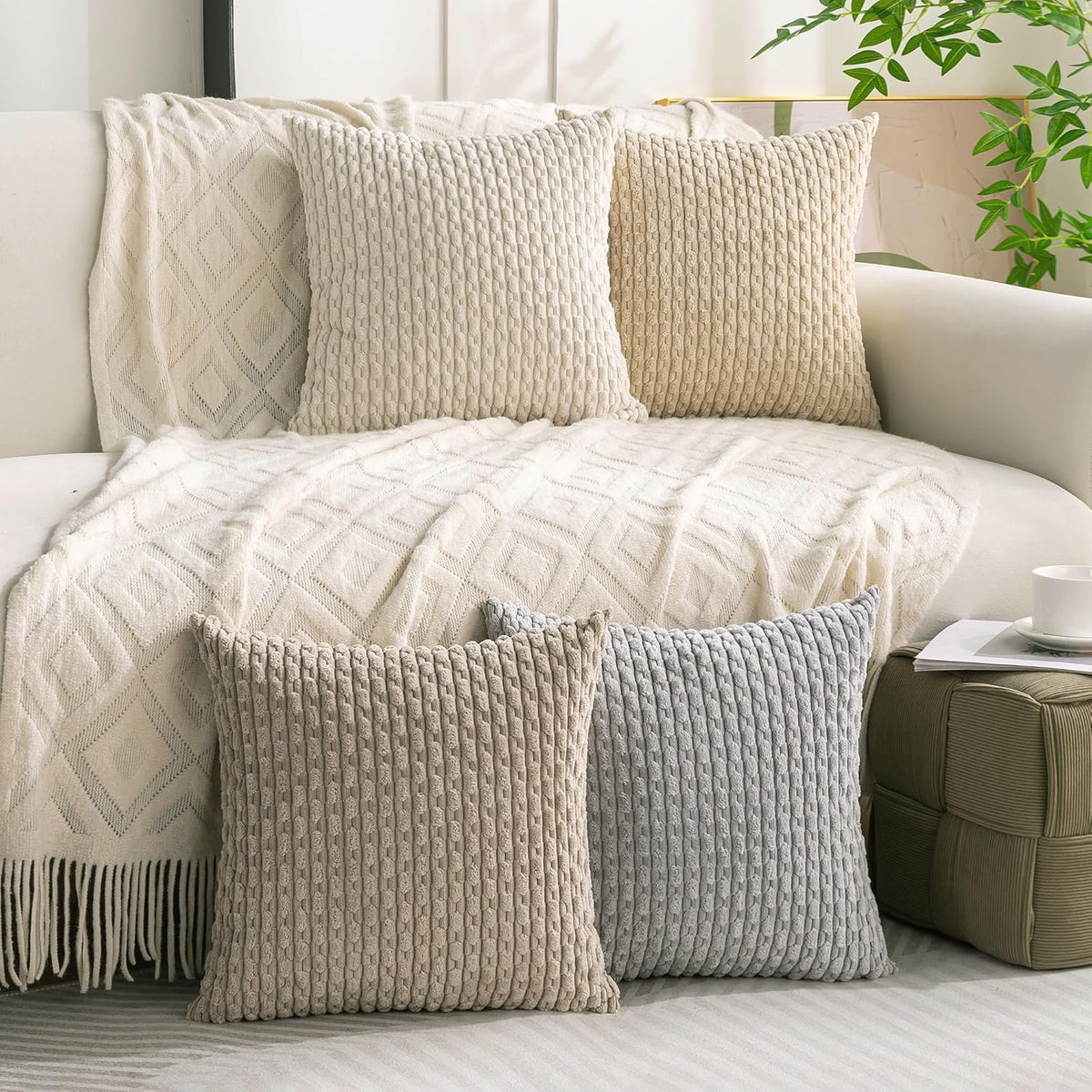 4-Pack Soft Corduroy Pillow Covers