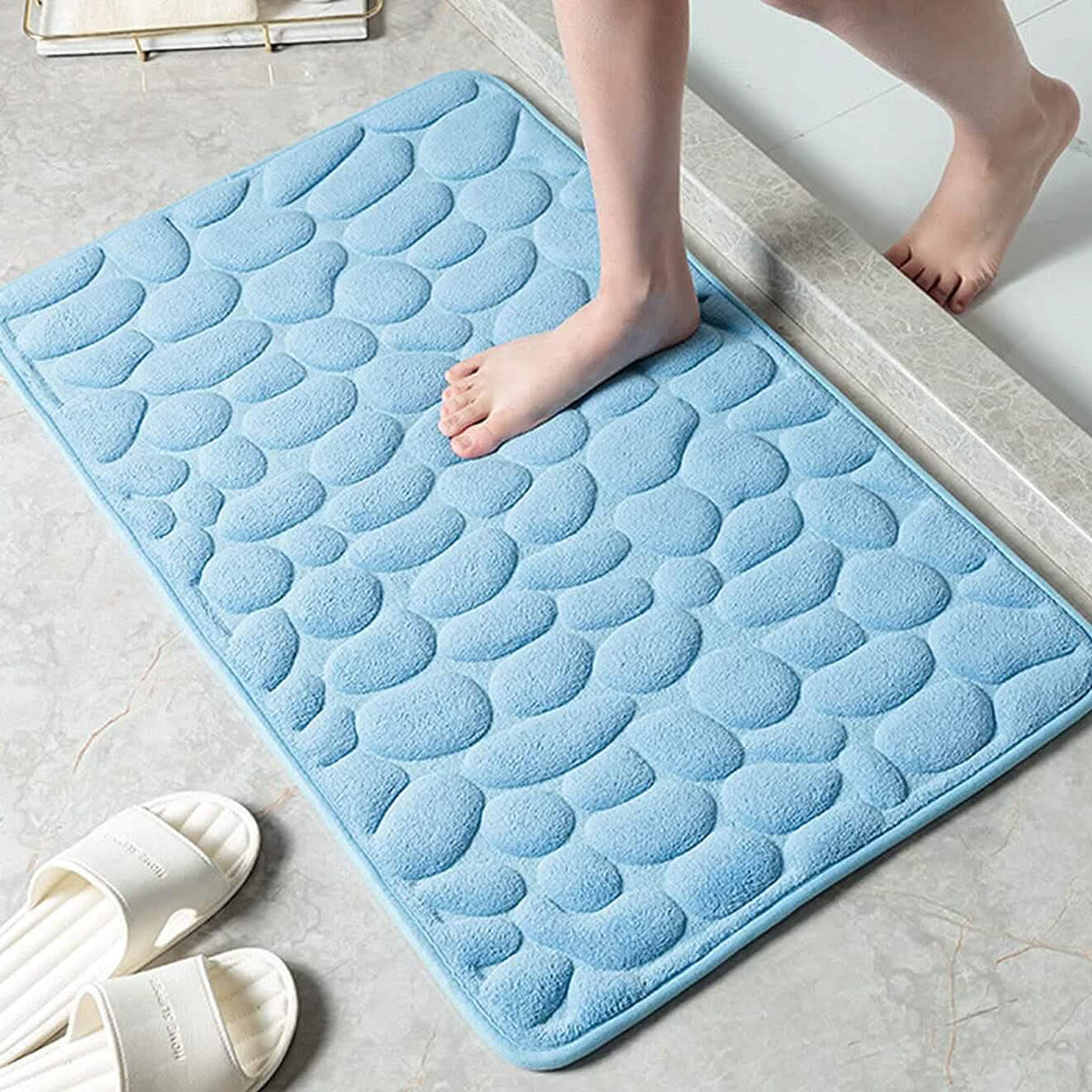 Soft Memory Foam Non Slip Cobblestone Embossing Bath Mat